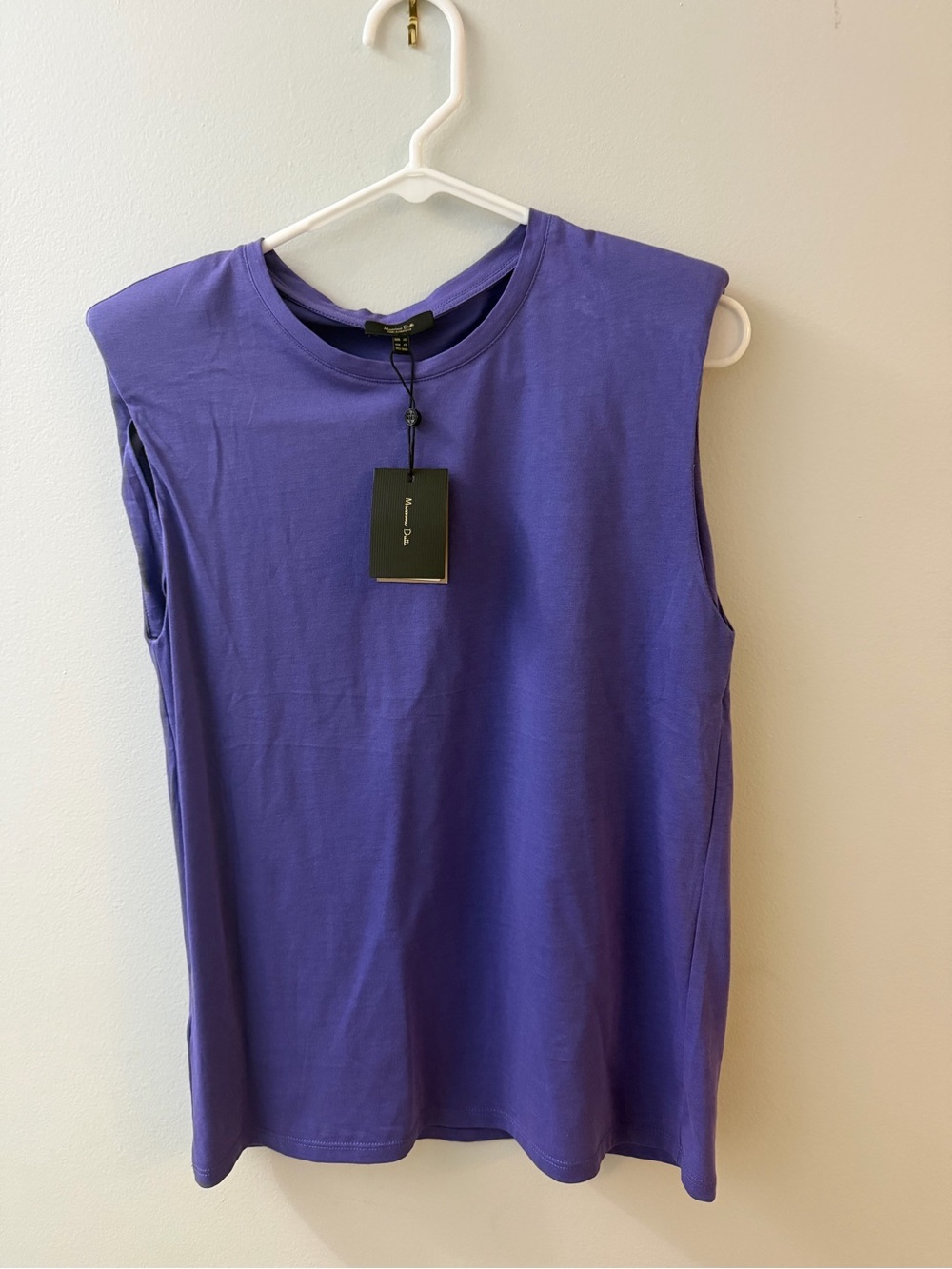 Massimo Dutti Purple Shoulder-Pad Muscle Tee